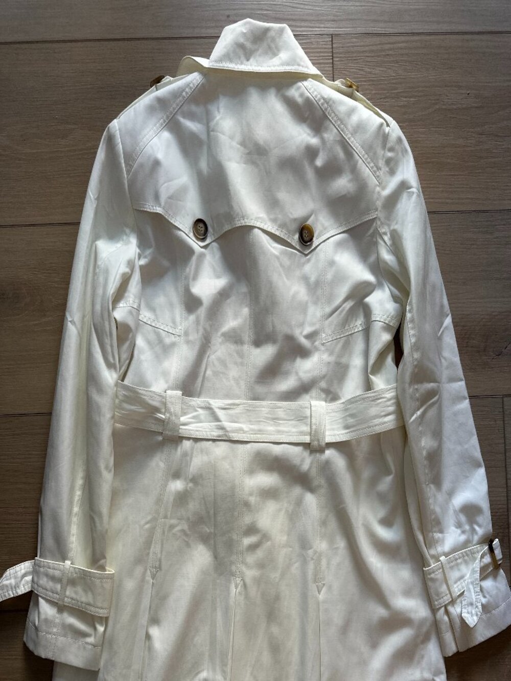 Nordstrom- Gallery Cream Ivory Belted Trench Coat Size Large - Picture 5 of 5